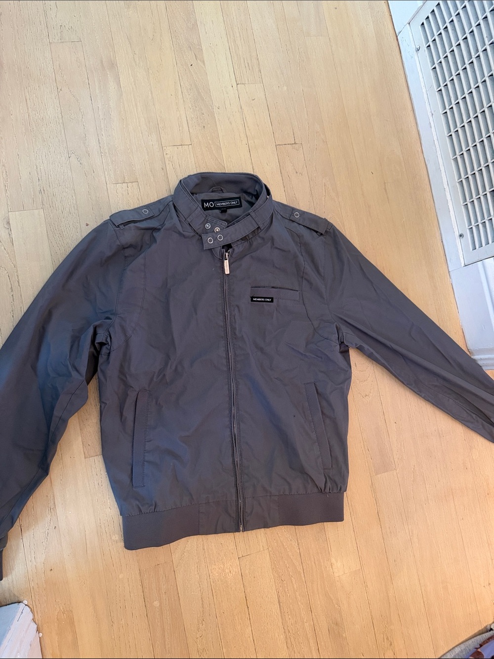 Members Only Gray Racer Jacket with Snap Collar